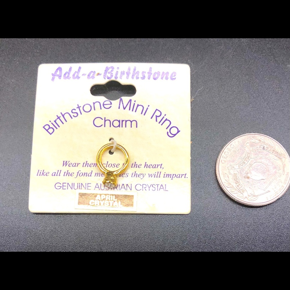 🌸New Old Stock - April birthstone tiny ring charm  as sold in the 80’s🌸